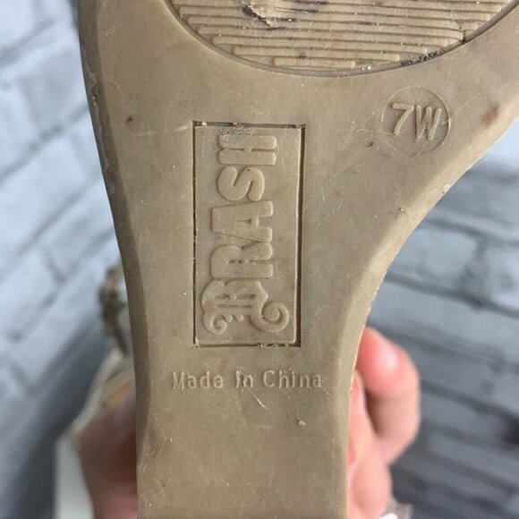 Brash Y2K Strappy Metallic Gold Cork Platform Wedge Open Toe Sandals - Picture 8 of 11